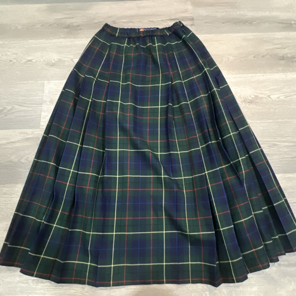 Pendleton Signature Tartan 100% Wool Pleated Plaid Skirt Midi Size 12